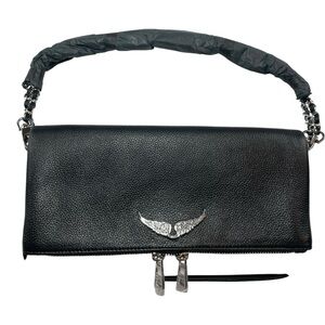 Zadig & Voltaire Women’s Rock Nano Clutch Crossbody Bag Leather Black/Silver NEW